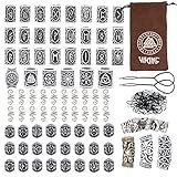 Modpion 81Pcs Hair Tube Beads Norse Vikings Runes Hair Beard Beads for Bracelets Pendant Necklace DIY,Braiding Beads for Hair Braids Viking Beads Kits(Include 2Pcs Pull Hair Pin & Viking Suede Bag)