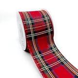 Designer’s Shop WR 63-5187 Holiday Tartan Plaid Wired Edge ribbon 2.5” x 10 yard for DIY crafting, Home Décor, tree wreath decorating