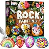 JOYIN Rock Painting Kit for Kids, Arts and Crafts for Girls & Boys Ages 6-12, DIY Supplies for Painting Rocks, Easter Craft Kits Art Set, Toddler Birthday Christmas Presents, Family Indoor Activity