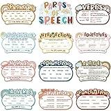 Pasimy 12 Pieces Parts of Speech Posters English Grammar Chart Language Art Bulletin Board Decor for Elementary Middle High School Teacher Educational Classroom Decoration Supplies (Boho)