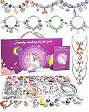 Redtwo 200 Pcs Charm Bracelet Making Kit, Friendship Jewelry Making Supplies Unicorn/Mermaid/Birthday Gifts Toys for Teen Girls Age 4 5 6 7 8 9 10 12 Year Old, Arts Crafts for Kids Ages 8-12