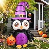 OurWarm 6FT Halloween Inflatables Outdoor Decorations, Owl Pumpkin Halloween Blow Up Yard Decorations with LED Lights, Inflatable Halloween Decorations for Outdoor Garden Party Lawn Indoor Decor