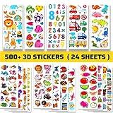 BEESTECH 24 Sheets 500 + Stickers for Kids, Toddlers 2,3,4 Years Old, Teacher Reward Stickers, Potty Training Stickers Bulk with Dinosaur Animal Traffic, Sticker Book Included