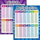 Extra Large Educational Math Posters, Multiplication Division Addition Subtraction Educational Table Chart Posters for Kids, Elementary Middle School Classroom, 17 x 22 Inch (Mixed Style,2 Pieces)