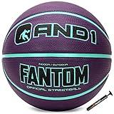 AND1 Fantom Rubber Basketball: Official Regulation Size 7 (29.5 inches) - Deep Channel Construction Streetball, Made for Indoor Outdoor Basketball Games