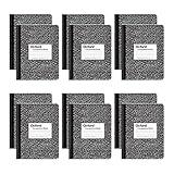 Oxford Composition Notebooks, School Supplies, Notebooks for School, College Ruled Paper, 9-3/4 x 7-1/2 Inches, School Comp Book, Black Marble Covers, 100 Lined Sheets, 12 per Pack (63796)