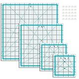 Quilting Rulers, Acrylic Quilt Ruler,4 Square Fabric Cutting Ruler (4.5"X4.5", 6"X6", 9.5"X9.5", 12.5"X12.5"), Quilting Templates with Non Slip Rings. (Blue)