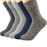 Century Star Womens Athletic Socks Knit Pattern Sports Socks Winter Wool Socks Crew Cut Cashmere Socks Warm Soft Socks (02) 5 Pairs Solid Color One Size