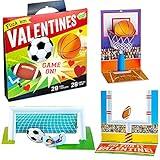 Peaceable Kingdom Valentines Cards for Kids Classroom, Set of 28 Valentines Day Gifts - Flick 'em Sports Games