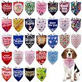 Pai Sence 30 Pcs Christmas Dog Bandanas Bulk for Medium Large Dogs Breed Size 25 Inch Holiday Dog Bandanas Adjustable Happy New Year Dog Bandanas Party Grooming M