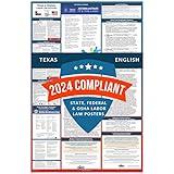 Labor Law Posters 2024 - Texas Labor Law Poster State, Federal, OSHA Compliant, Accurate & Up to Date, Includes June Updates, Laminated Labor Law Poster 2024 Texas, 24”w x 36”h (English)