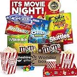 Movie Night Basket Gift Set – with Candy Variety Pack, Movie Trays, Movie, Movie Snacks & Popcorn Gift Set – Gift Baskets For Families by Cheshire Gifts