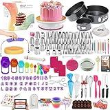 RFAQK Cake Decorating Kit with Baking Supplies 500 Pcs Cake Decoration Set including Springform Pans, Cake Turntable, Numbered Piping Tips, Icing Spatulas, Fondant tools & much more