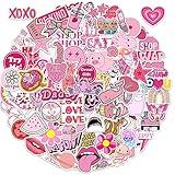 Pink Preppy Style Stickers 100pcs Y2K Style Stickers Valentines Day Gifts Pink Girl Laptop Computer Bedroom Wardrobe Car Bicycle Phone Luggage Guitar Party DIY Decal for Students Teens Girl Lover