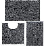 Bathroom Rugs Set Non Slip 3 Piece Bath Mat Washable Chenille Bath Rugs with PVC Backing Bath Carpet,Absorbent Bathroom Mats with Toilet Rug,Bath Mats for Bathroom,Bedroom, Kitchen,Tub,Home Decor