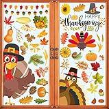 Thanksgiving Decorations - Thanksgiving Window Clings Fall Decorations Thanksgiving Window Stickers Holiday Turkey Cling for Glass Window Thanksgiving Decorations for Home Party 113 PCS