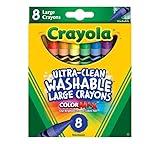 Crayola 523280 Ultra-Clean Washable Crayons, Large, 8 Colors/Box