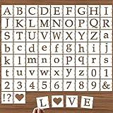 DZXCYZ 2 Inch Alphabet Letter Stencils, 65 Pcs Reusable Plastic Letter Number Symbol Interlocking Drawing Template Kit for Painting on Wood, Wall, Fabric, Rock, Signage, Door Porch