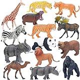 BOLZRA Safari Animals Figures Toys, Realistic Jumbo Wild Zoo Animals Figurines Plastic African Jungle Animals Playset for Kids Toddlers, 14 Piece Gift Set