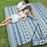 Picnic Blankets Extra Large Outdoor - Beach Blanket Waterproof Sandproof with Shoulder Strap, Machine Washable, Picnic Mat with Stakes for Grass Concert, Park, Lawn,Travel, Spring Summer. Blue