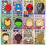 48 Sheets Make Your Own Stickers for Kids, DIY Make Superhero Face Stickers for Boys Girls, Party Favors Supplies Art Craft Family School Reward