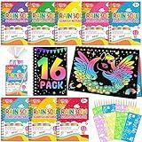 Scratch Art Party Favors for Kids: 16 Pack Rainbow Scratch Notebook Kids Art Supplies for Girls Boys 4-8 Years Old Kids Birthday Party Favors Christmas Gifts Classroom Prizes Goodie Bag Stuffers