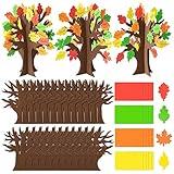 CY2SIDE 12PCS Fall Thankful Trees Foam Craft Kits Make Your Own DIY Thanksgiving Trees Decorations Thankful Craft Supplies Home School Fun Activities for Kids Gratitude Tree DIY Fall Foam Craft Kit