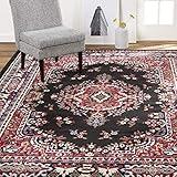 Home Dynamix Premium Sakarya Traditional Medallion Border Area Rug, Black, 7'8"x10'7" Rectangle