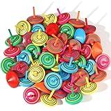 Aoriher Wood Spinning Tops for Kids, Colorful Wooden Gyroscopes Toy, Educational Kindergarten Toys, Rainbow Spin Tops for Games Party Favors Birthday Gifts(12 Pieces)