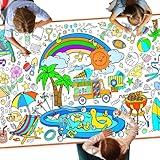 DDMY Giant Coloring Poster Summer Tablecloth, 72 x 35.5 Inch Versatile Summer Beach Activity Drawing Coloring Poster for Classroom Wall Décor/School/Kids Party Kid Art Crafts DIY Coloring Table Cover