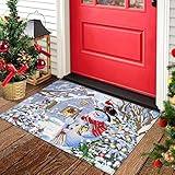 Christmas Snowman Cardinals Entrance Door Mat, Winter Wonderland Low Profile Tradition Christmas Decor Welcome Mat, Non-Slip Carpet Rugs Floor Mat Decorative for Home/Bathroom/Kitchen - 18" x 30"