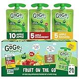 Gogo Squeez, Fruit On The Go Variety Pack Apple Strawberry Banana, 3.2 Ounce, 20 Pack