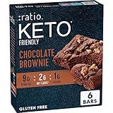 :ratio KETO Friendly Soft Baked Bars, Chocolate Brownie, Keto Snacks, 6 ct