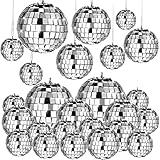 MTLEE Disco Ball Decoration Ornaments Hanging Mini Mirror Disco Ball with Rope Different Size 70s Disco Themed Party Wedding Christmas Birthday Supplies(2.4 Inch, 2 Inch, 1.6 Inch, 1.2 Inch)