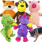 Jalousie 5 Pack Plush Toys Assortment Value Bundle Puppy Pet Mutt Squeak Toy for Medium Large Dogs