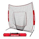 PowerNet Corbin Carroll Baseball Softball Practice Net for Hitting and Throwing with 7x7 Bow Frame (Red)