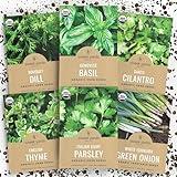 Organic Herb Seeds Variety Pack - Non-GMO USDA Certified Organic Open Pollinated Heirloom USA Garden Seed Packets