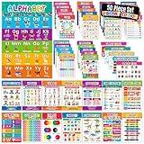 Decorably 50 Vibrant Toddler Learning Posters for Toddlers 1-3 - 11x17in Preschool Posters, Educational Posters for Kindergarten, Learning Charts for Toddlers 1-3, Educational Posters for Toddlers