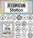 Carson Dellosa 32pc Affirmation Station Classroom Bulletin Board Set, Affirmation Station Classroom Header, Motivational Poster, 30 Affirmation Station Cards for Kids, Growth Mindset Classroom Decor