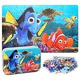 LELEMON Ocean Puzzles for Kids Ages 4-8,Underwater World 60 Piece Puzzles for Kids Ages 3-5,Children Jigsaw Puzzles Kids Puzzles in a Metal Box,Educational Learning Puzzle Toys for Girls and Boys