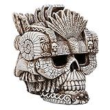 Pacific Giftware Montezuma Aztec Ruler Skull Collectible Figurine Antique Skull Bone Finish 6 Inch L