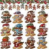 Barydat 36 Pcs Christmas Gingerbread Man Wooden Hanging Ornaments Set Vintage Distressed Style Gingerbread Man Wooden Decoration Christmas Distressed Style for Christmas Holiday Indoor Decorations