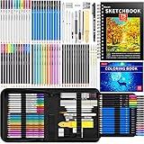 iBayam 78-Pack Drawing Set Sketching Kit, Pro Art Supplies with 75 Sheets 3-Color Sketch Pad, Coloring Book, Charcoal, Metallic, Colored Watercolor, Graphite Pencils for Artists Adults Kids Beginners