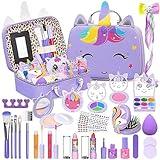 Kids Makeup Kit for Girl - Kids Washable Makeup Girls Toys with Unicorn Cosmetic Case, Real Girl Makeup Sets for Toddler Kid Children Christmas Birthday Gifts Toys for 3 4 5 6 7 8-12 Year Old Girls