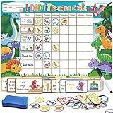 Behavior Chart for Kids at Home, 63 Good Behavior + 72 Reusable Reward, Magnetic Chore Chart for Fridge, Reward Chart for Toddler, Cute Dinosaur Theme Star Board Motivate Responsibility Potty Training