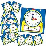 Junkin 25 Pcs Teaching Clock Kit, Clocks Practice Clocks for Kids Learning Time with Erasable Surface for Home School Classroom Supplies (Cute Style)