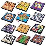 Gamie Small Magnetic Board Travel Game Set - includes 12 Retro Fun Games - 5 Inch Compact Design - Individually Boxed - Teaches Strategy and Focus - Road Trip, Travel, Camping for Kids 6+