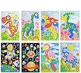 CCINEE Mosaic Sticker DIY Handmade Art Crafts Kits Christmas New Year Gifts for Kids Elephant Parrot Astronaut Dinosaurs 8 Packs