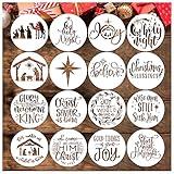 Nativity Christmas Stencils for Painting on Wood Cookie Small Ornaments Nativity Scene Stencils for Crafts Supplies Glass Tree Home Party Decorations (16Christmas 4inround)