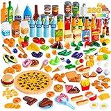 JOYIN 200 Pieces Kids Play Food Deluxe Pretend Food Set Play, Toy Food, Play Kitchen Accessories with Realistic Colors, Toddler Birthday Gift, Party Toys